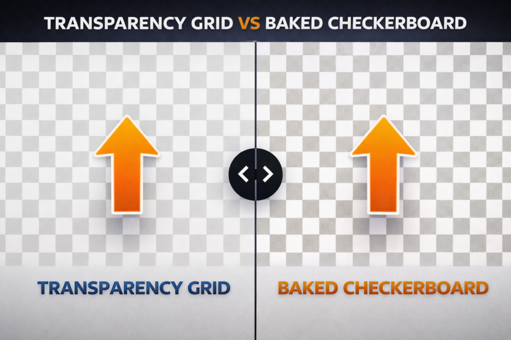 remove checkered background from PNG preview grid vs real pixels